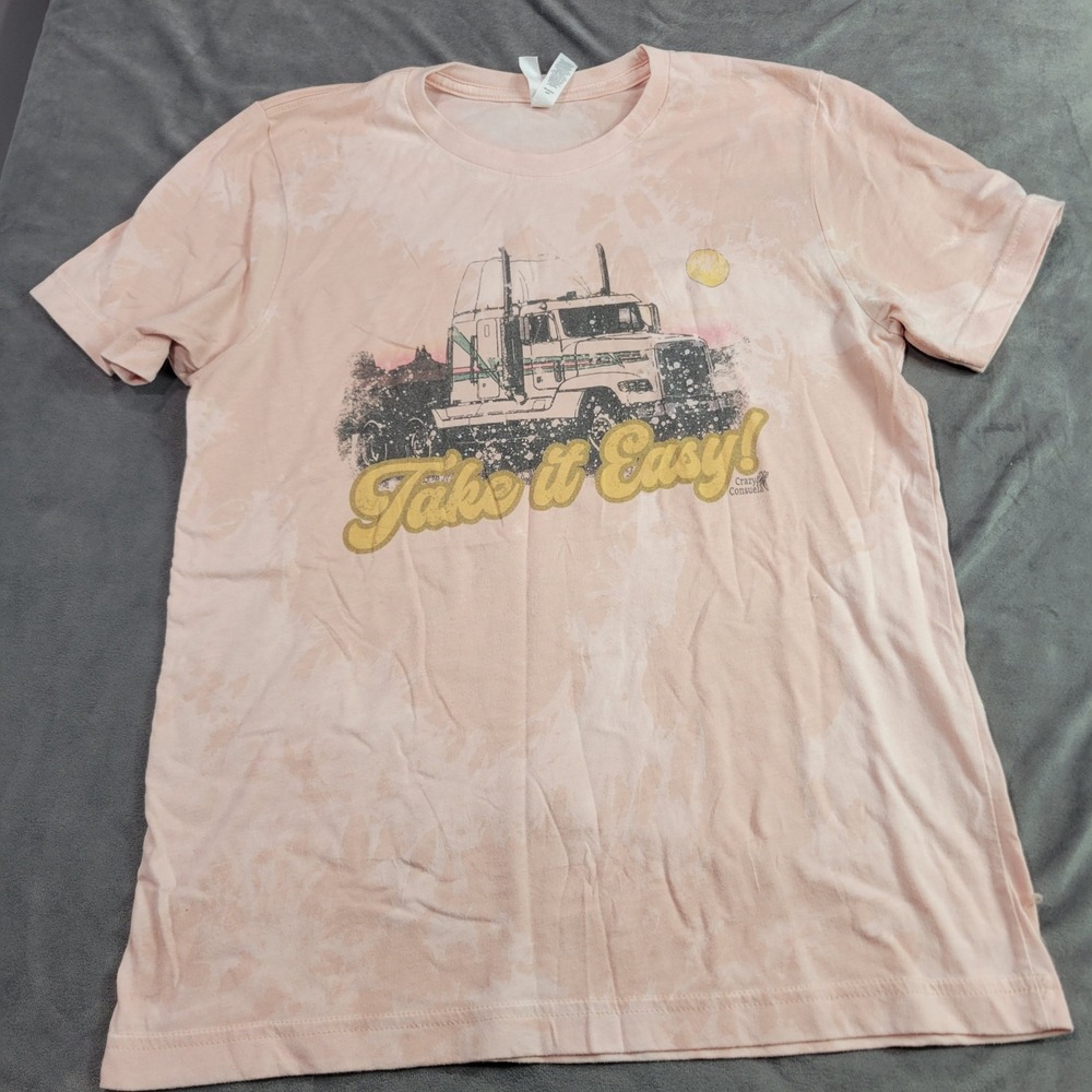 Crazy Consuela Take It Easy Truck Graphic Tee Peach‎ Tie Dye Bella Canvas Medium